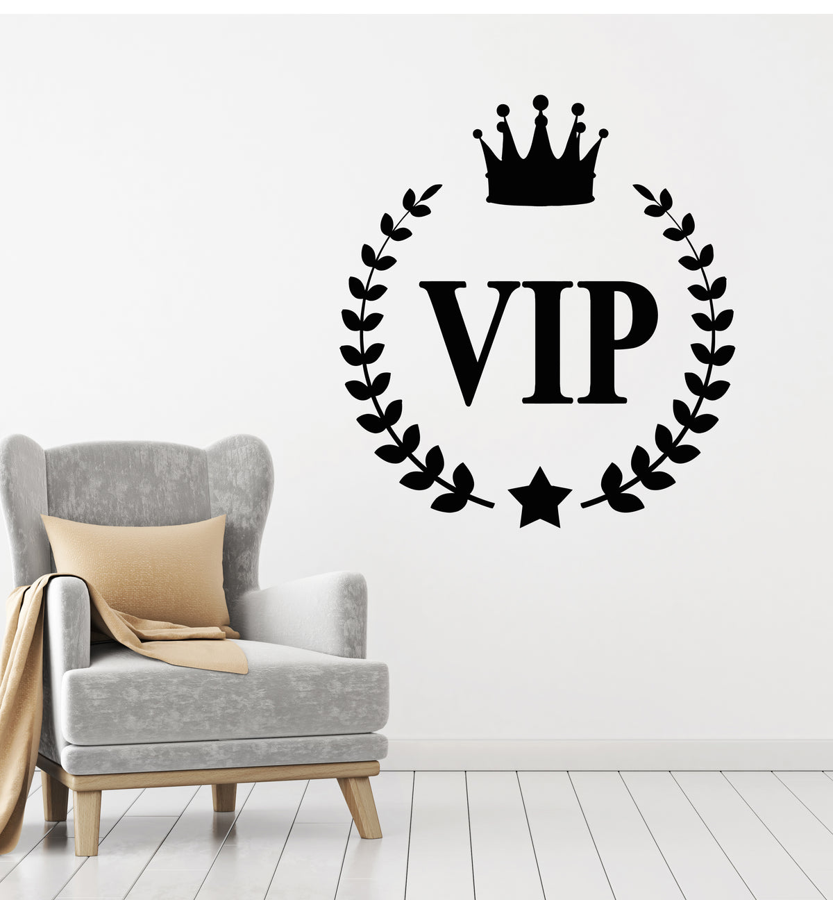 Vip Room Sticker Vinyl Wall Decal Vip Icon Crown Branch Bedroom Interior Stickers Mural ...