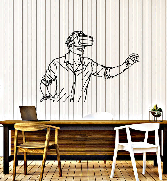Vinyl Wall Decal Points VR Headset Virtual Reality Video Gamer Stickers Mural (g4618)