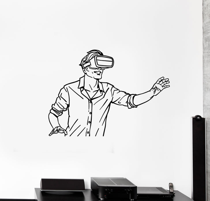 Vinyl Wall Decal Points VR Headset Virtual Reality Video Gamer Stickers Mural (g4618)