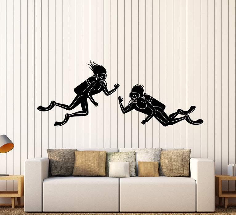 Vinyl Wall Decal Scuba Diving Underwater Funny Bathroom Decor Stickers (2454ig)