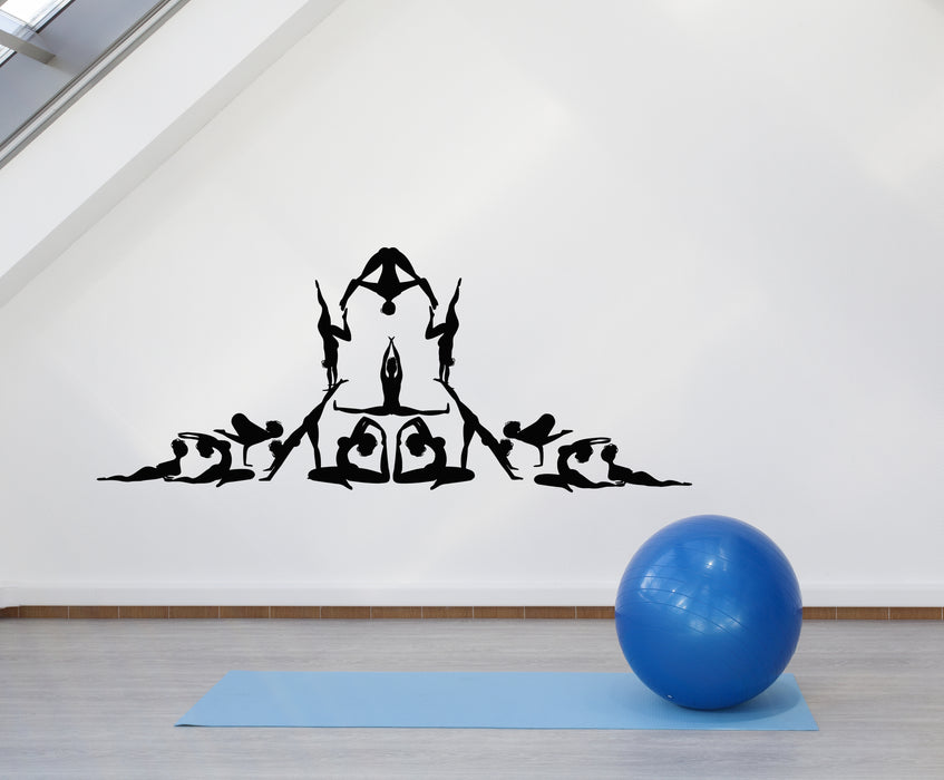 Autocollant mural en vinyle pour salle de méditation Yoga Girls Pose Studio (3690ig)