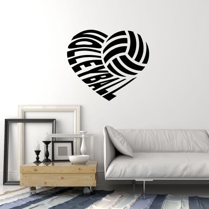 Vinyl Wall Decal Volleyball Heart Ball Sports Art Home Interior Stickers Mural (ig5687)