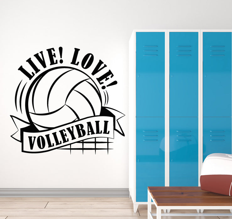 Vinyl Wall Decal Live Love Volleyball Beach Sport Team Game Stickers Mural (g6462)