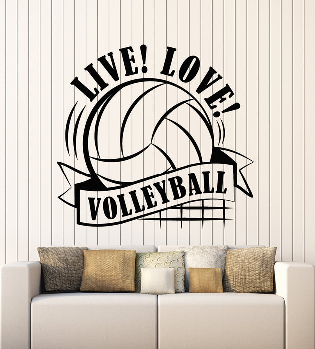 Vinyl Wall Decal Live Love Volleyball Beach Sport Team Game Stickers Mural (g6462)