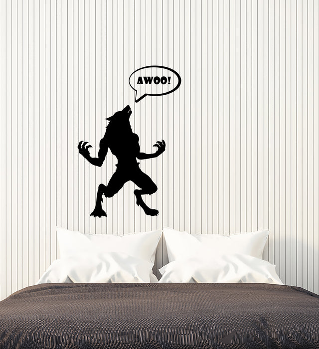 Vinyl Wall Decal Werewolf Monster Awoo Howling Monster Stickers (3656ig)