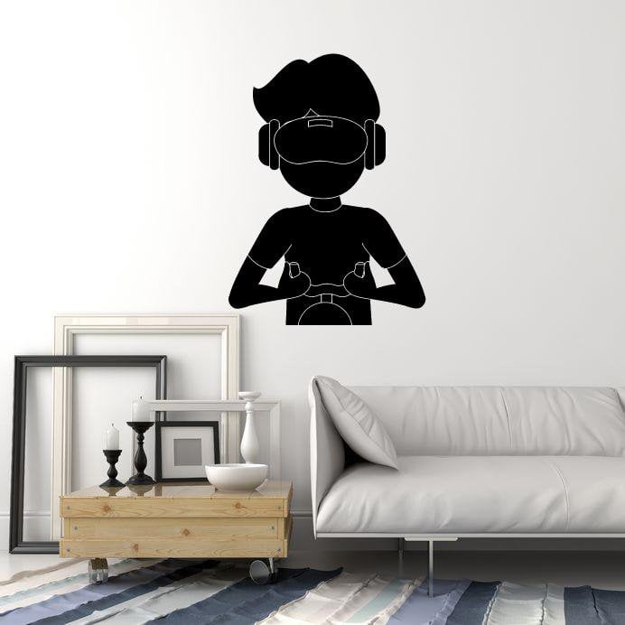Vinyl Wall Decal VR Gamer Boy Virtual Reality Headset Video Games Stickers Mural (ig5398)