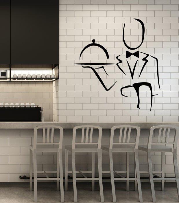 Vinyl Wall Decal Abstract Waiter Cafe Restaurant Kitchen Decor Stickers Mural (g2974)