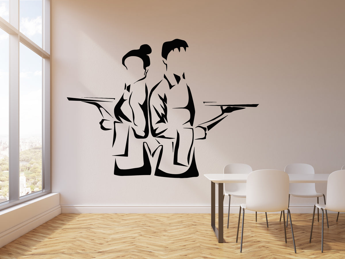 Vinyl Wall Decal Waiters Restaurant Cafe Cooking Dinner Stickers Mural ...