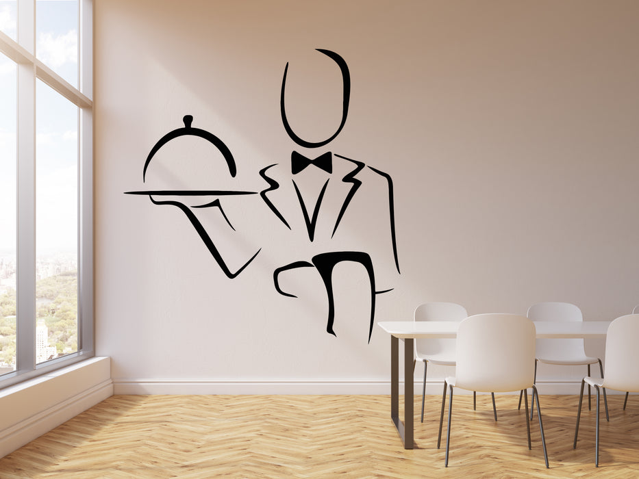 Vinyl Wall Decal Abstract Waiter Cafe Restaurant Kitchen Decor Stickers Mural (g2974)