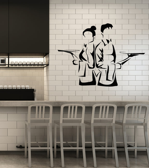 Vinyl Wall Decal Waiters Restaurant Cafe Cooking Dinner Stickers Mural (g6112)