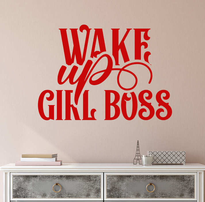 Vinyl Wall Decal Wake Up Girl Boss Lady Inspirational Words Letters Quote Female Decor Stickers Mural (ig6477)