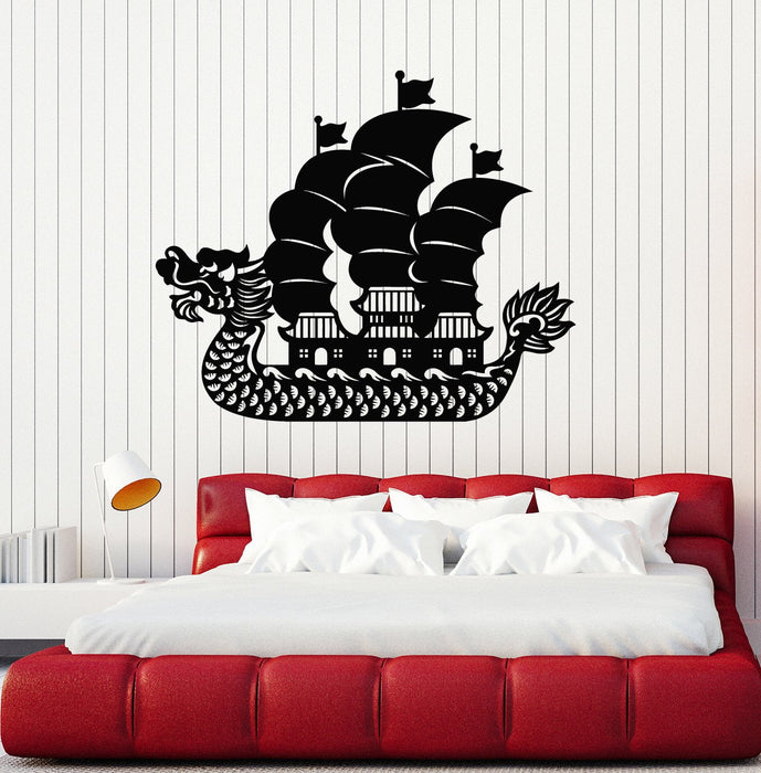 Vinyl Wall Decal Asian Chinese Dragon Boat Room Decoration Stickers Mural Unique Gift (ig5109)