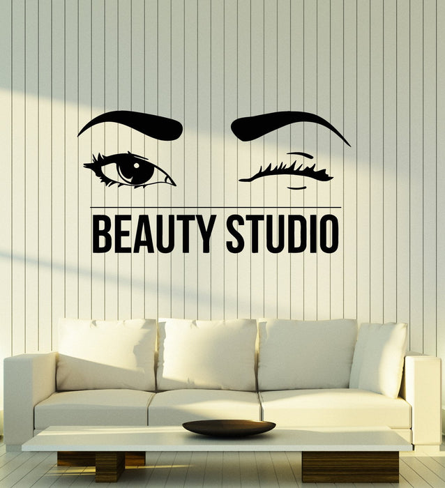 Vinyl Wall Decal Beauty Studio Beautiful Wink Eyes Salon Art Stickers Mural Unique Gift (ig5121)