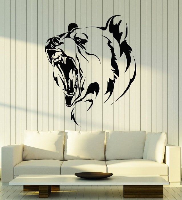 Vinyl Wall Decal Growling Bear Tribal Animal Hunting Art Home Decor Stickers Mural Unique Gift (ig5089)