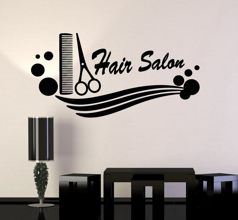 Hair Salon Vinyl Decal Comb Scissors Hairdresser Haircut Wall Stickers Unique Gift (ig633)