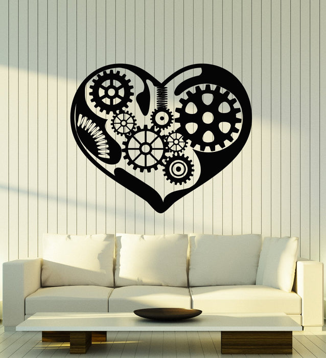 Vinyl Wall Decal Mechanical Heart Gears Car Garage Driver Art Decor Stickers Mural Unique Gift (ig5123)