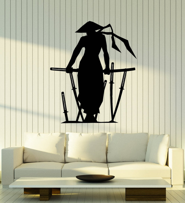 Vinyl Wall Decal Samurai Silhouette Katana Japanese Sword Asian Style Stickers Mural Unique Gift (ig5088)