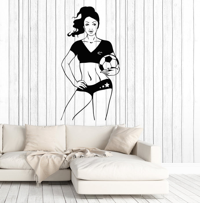 Autocollant mural en vinyle pour fille de football, joueur de sport, femme, décoration artistique, cadeau unique (ig5067)