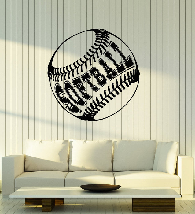 Vinyl Wall Decal Softball Ball Lettering Sports Fan Art Room Decor Stickers Mural Unique Gift (ig5098)