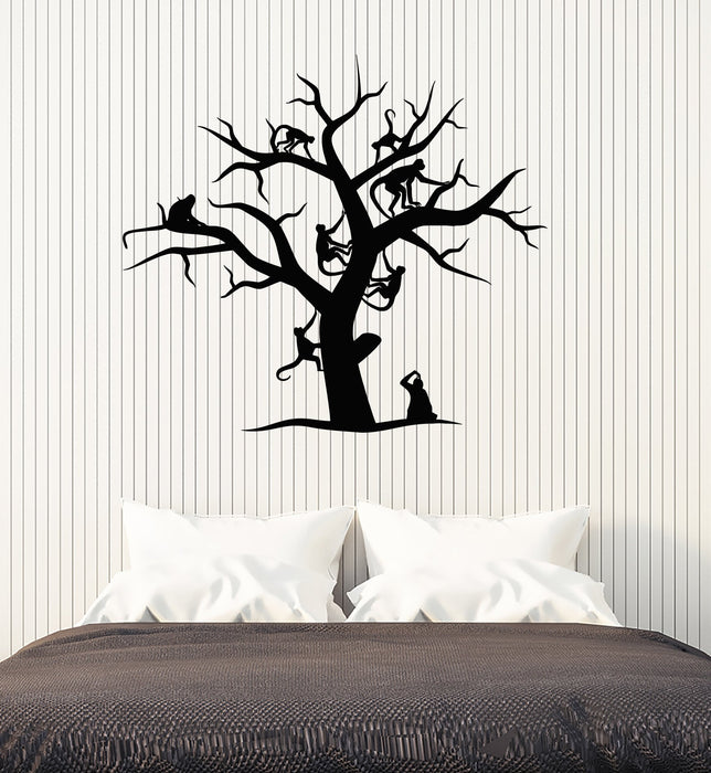 Виниловые наклейки на стену Дерево Обезьяны Животные Детская комната Детская комната Искусство Декор Наклейки Фреска Уникальный подарок (ig5096)