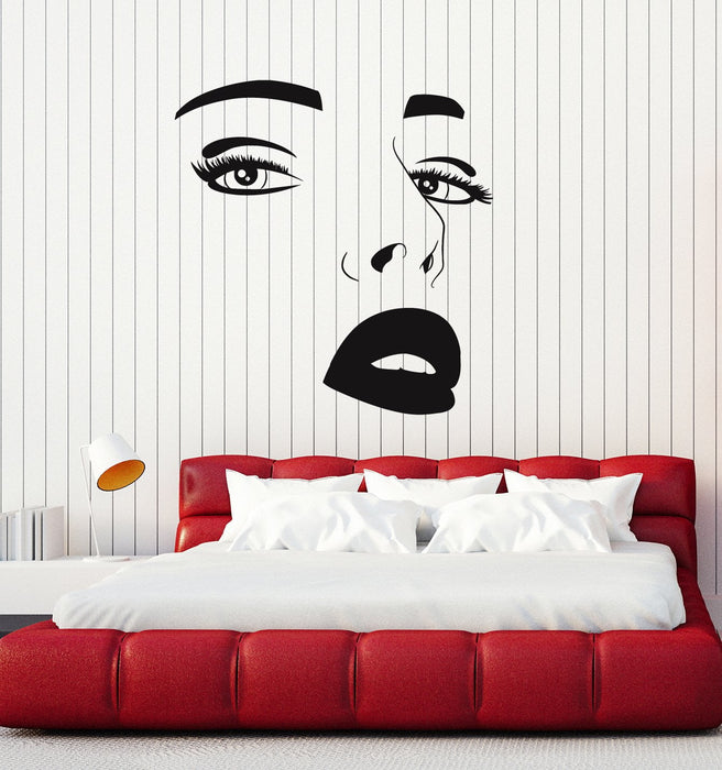 Vinyl Wall Decal Beautiful Female Face Sexy Eyes Lips Beauty Salon Stickers Mural Unique Gift (ig5203)