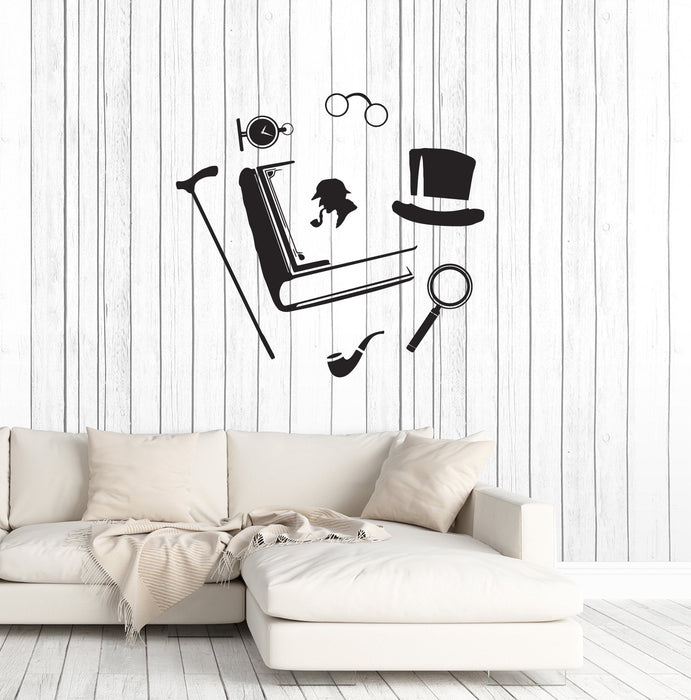 Vinyl Wall Decal Detective Set Spy Sherlock Holmes Investigation Stick ...