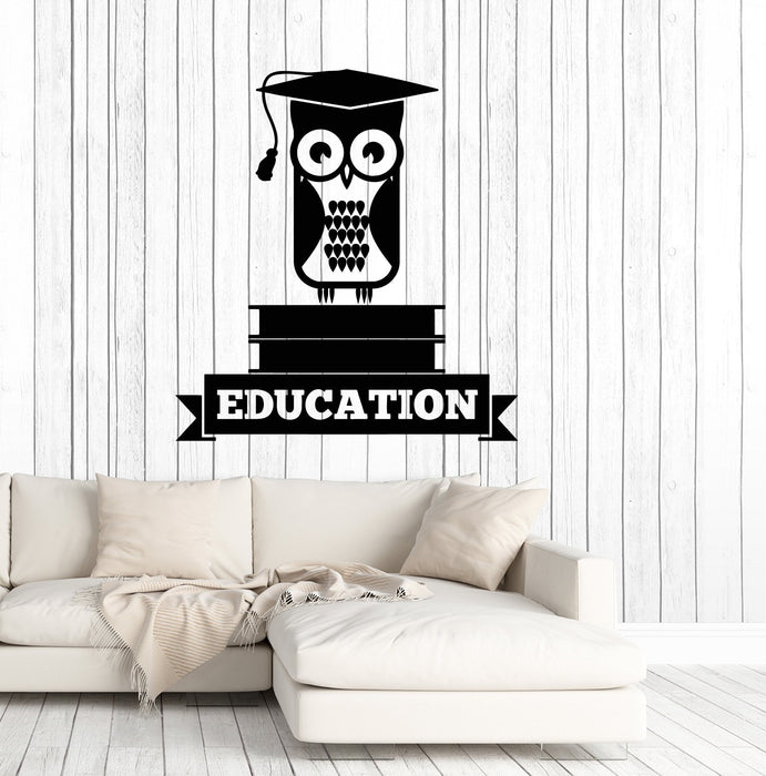 Vinyl Wall Decal Education Owl Books School University College Decor Stickers Mural Unique Gift (ig5140)