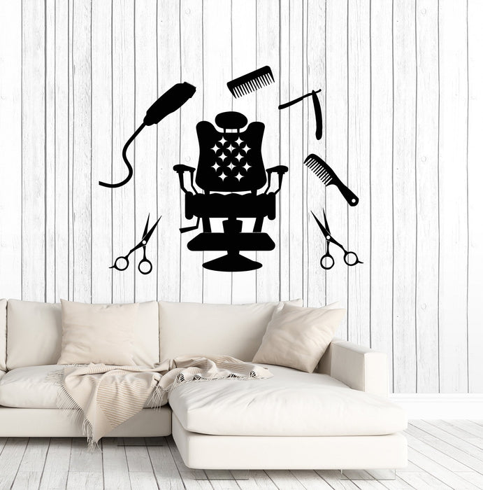Vinyl Wall Decal Hairdressing Hair Salon Tools Barbershop Stylist Stickers Mural Unique Gift (ig5198)