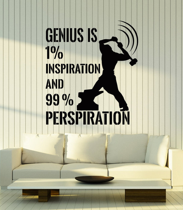 Vinyl Wall Decal Genius Quote Inspire Motivation Work Art Stickers Mural Unique Gift (ig5186)
