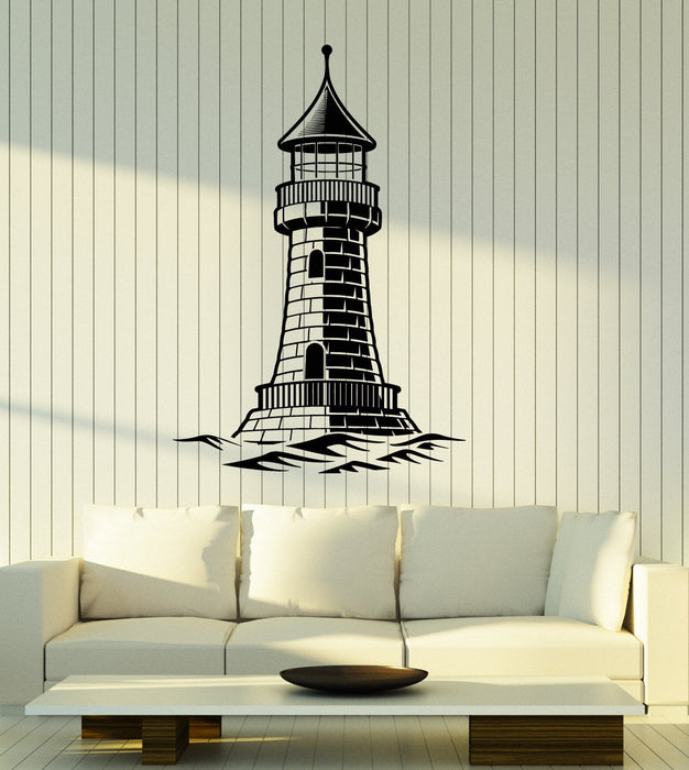 Vinyl Wall Decal Lighthouse Nautical Art Wave Marine Style Stickers Mural Unique Gift (ig5166)