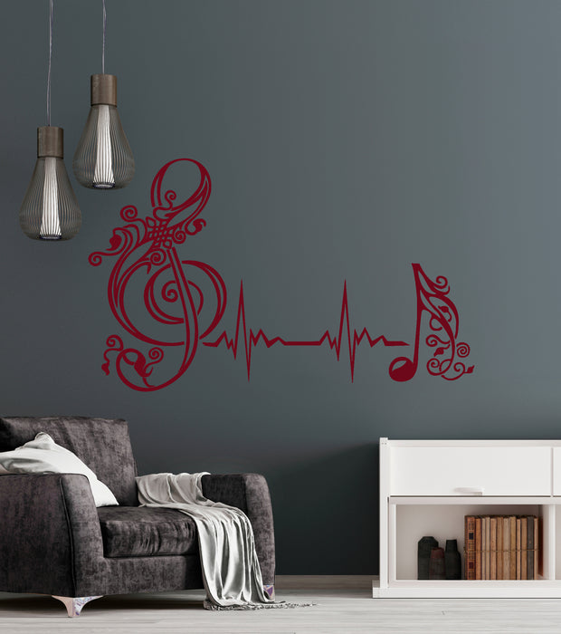Vinyl Wall Decal Musical Note Heartbeat Pulse Music Art Stickers Unique Gift (530ig)