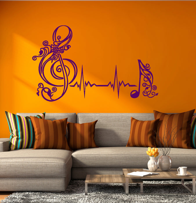 Vinyl Wall Decal Musical Note Heartbeat Pulse Music Art Stickers Unique Gift (530ig)