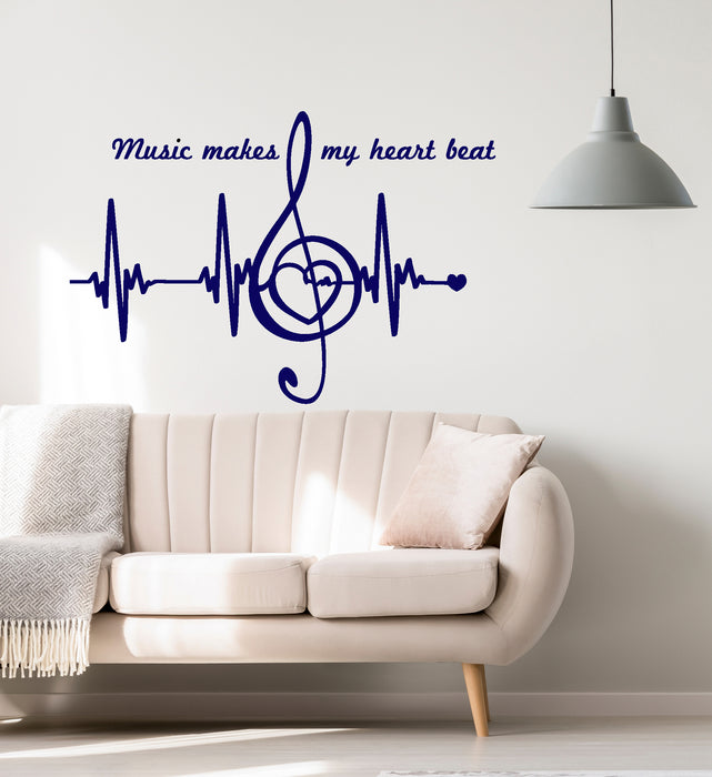 Vinyl Wall Decal Music Notes Quote Heart Pulse Heartbeat Stickers Uniq —  Wallstickers4you