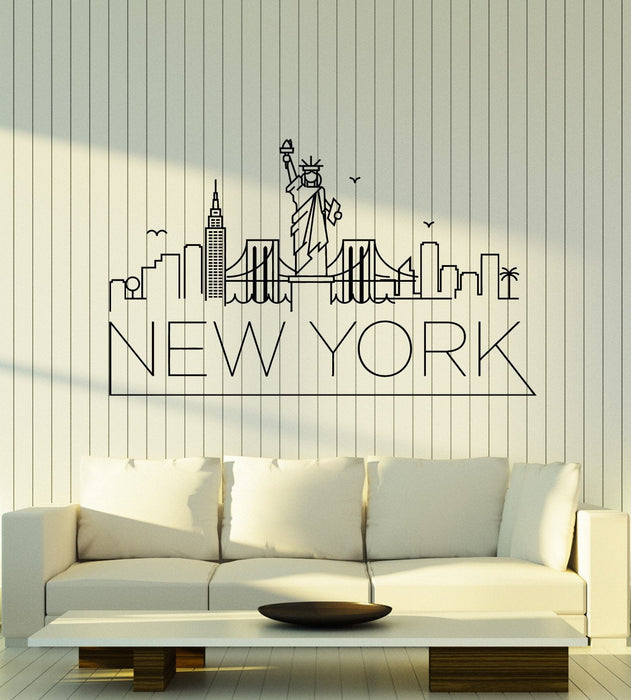 Vinyl Wall Decal New York Lettering City Art Decor Bridge USA Stickers Mural Unique Gift (ig5150)