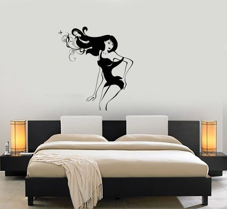 Wall Decal Oriental Sexy Woman Girl Dress Long Hair Vinyl Stickers Unique Gift (ig1903)