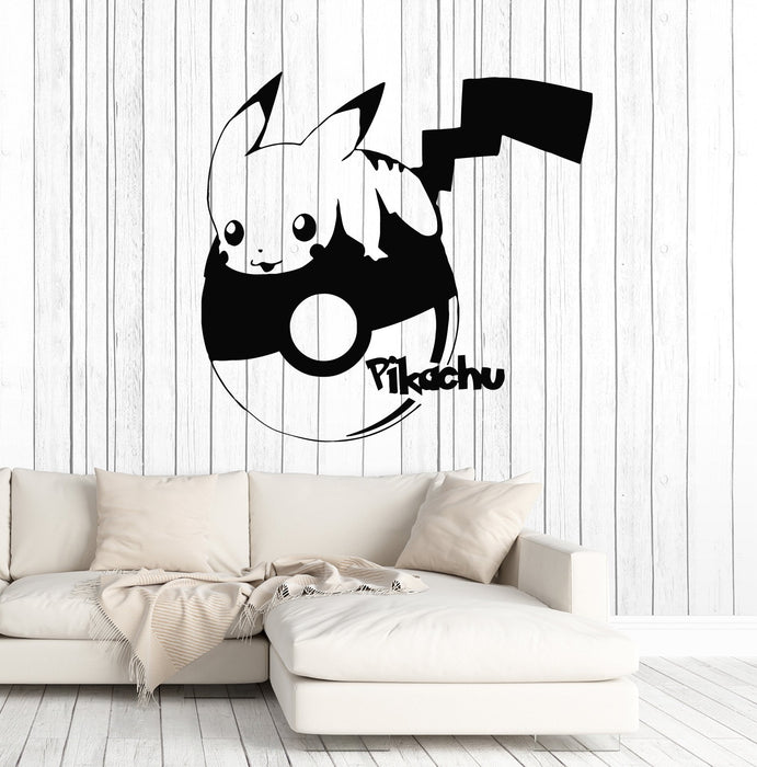 Vinyl Wall Decal Pikachu Funny Art Decor for Kids Room Pokemon Stickers Mural Unique Gift (ig5133)
