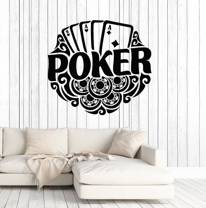 Виниловая наклейка на стену Покер Арт Комната Карты Казино Игрок Азартные игры Наклейки Фреска Уникальный подарок (ig5120)