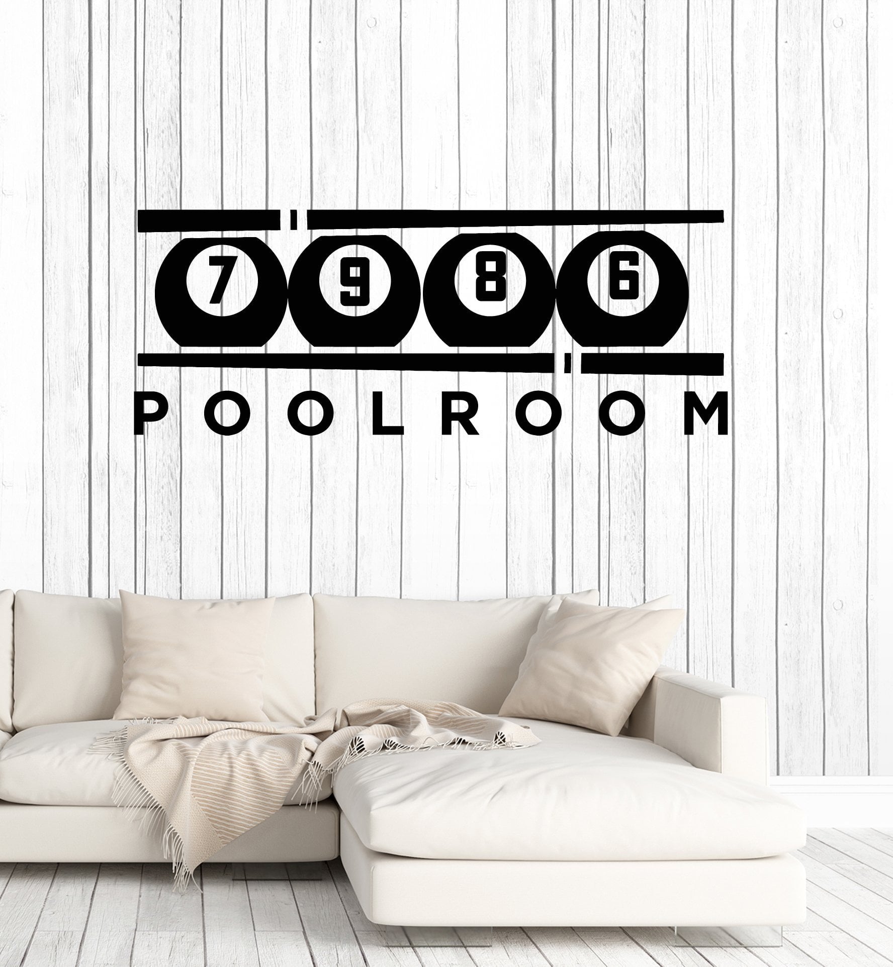 Vinyl Wall Decal Poolroom Billiard Club Decor Balls Cue Stickers Mural ...