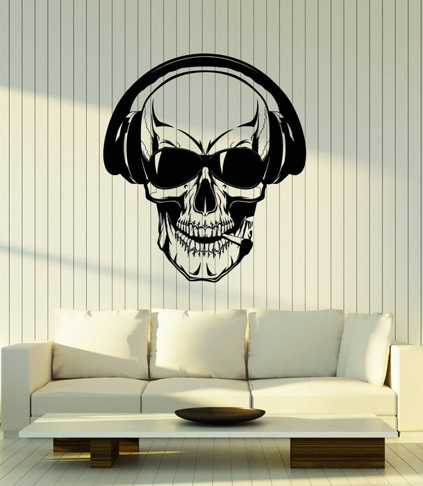 Autocollant mural en vinyle pour chambre d'adolescent, casque, cigarette, tête de mort, cadeau unique (ig5196)