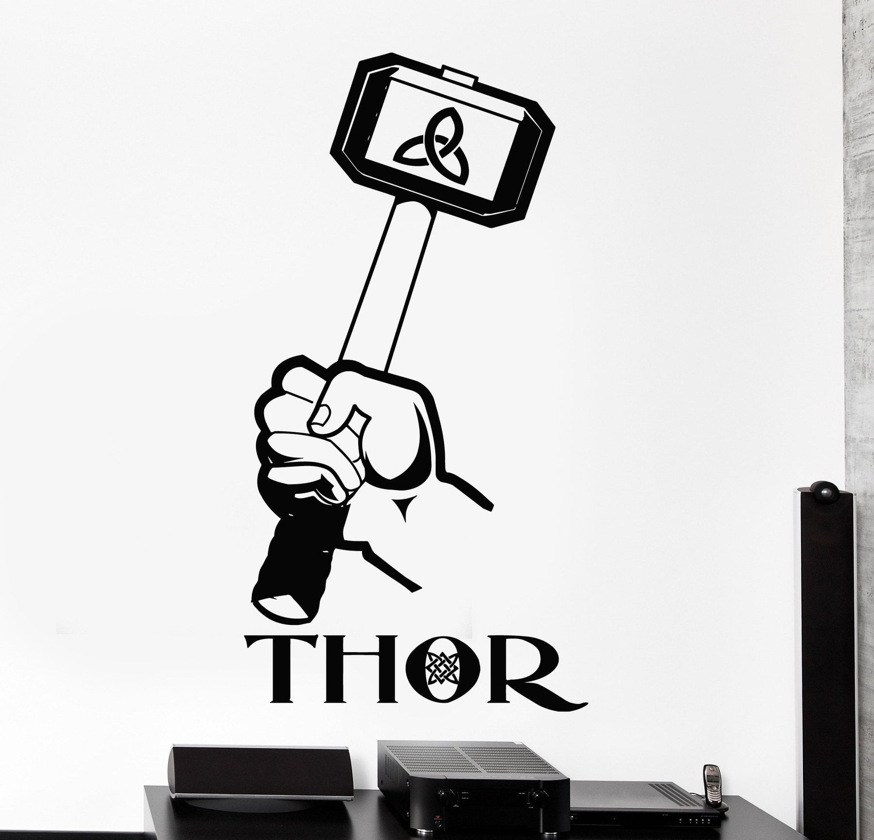 Thor Strong Sticker Thor Hammer Black And White