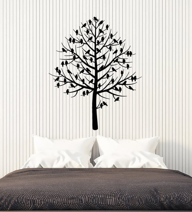 Vinyl Wall Decal Beautiful Tree Branches Birds Nature Living Room Decor Stickers Unique Gift (ig5204)