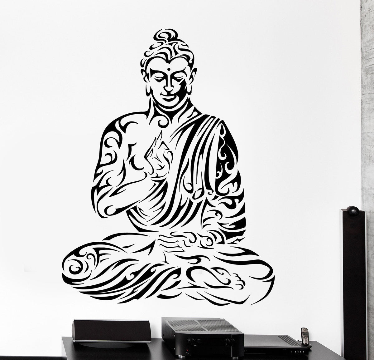 Wall Vinyl Decal Buddha Ornament Meditation Om Home Interior Decor Uni ...
