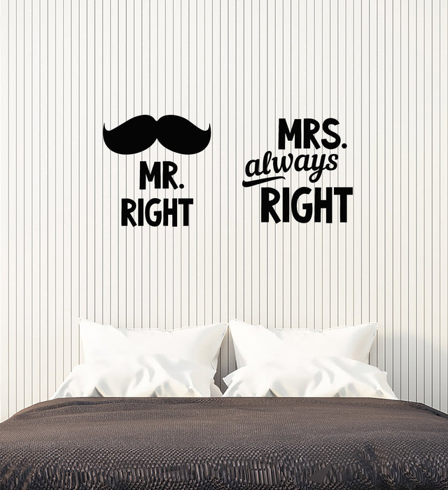 Vinyl Wall Decal Mr and Mrs Bedroom Creative Idea Decoration Interior Stickers Mural (ig5724)