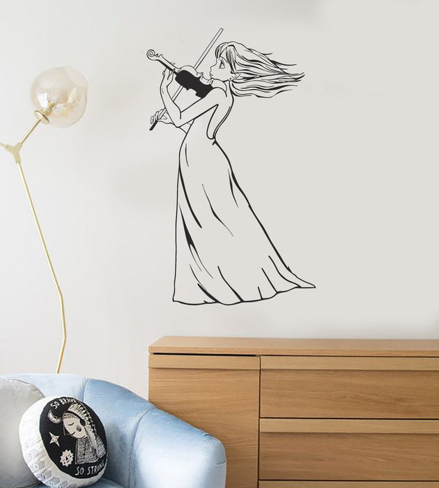 Vinyl Wall Decal Anime Girl Violinist Manga Musical Art Decorating Room Stickers Mural Unique Gift (ig5027)