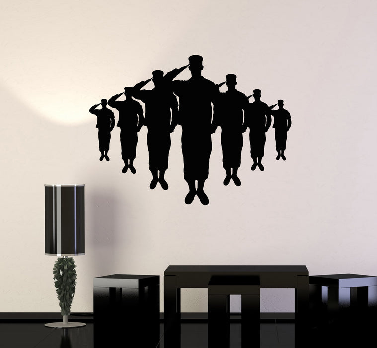 Vinyl Wall Decal Silhouette American Soldiers Military Patriotic Art Stickers Mural Unique Gift (ig5105)