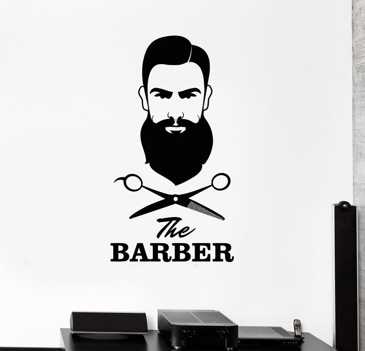 Vinyl Wall Decal Barber Shop Hair Salon Scissors Tools Stylist Stickers Mural Unique Gift (ig5024)