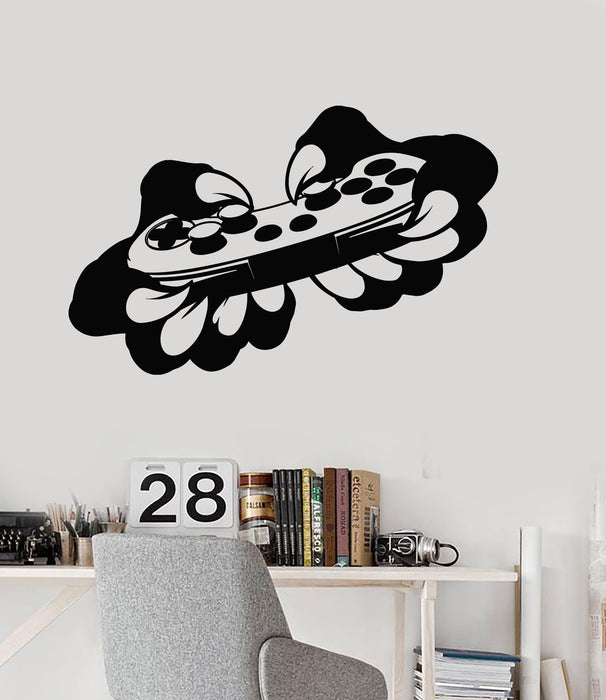 Vinyl Wall Decal Beast Gamer Joystick Video Game Child Play Room Stickers Mural Unique Gift (ig5087)