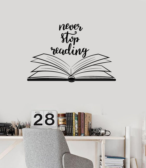 Vinyl Wall Decal Open Book Quote Reading Room Library Decor Stickers Mural Unique Gift (ig5184)