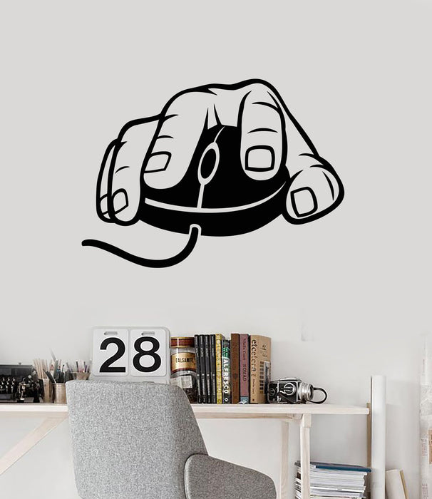 Vinyl Wall Decal Gamer Hand Computer Mouse Geek Teen Room Stickers Mural Unique Gift (ig5201)