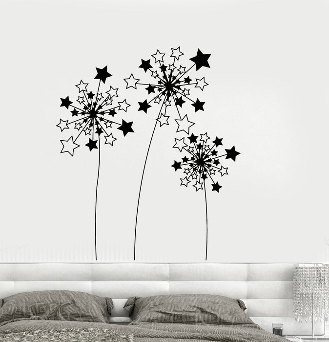 Vinyl Wall Decal Stars Dandelions Flowers Art Home Decorating Idea Stickers Mural Unique Gift (ig5038)